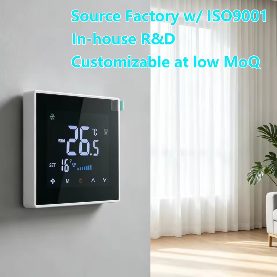 Smart WiFi Brushless Fan Coil Thermostat for HVAC Central Air & Underfloor Heating, Compatible with Tuya, Alexa, Google Home