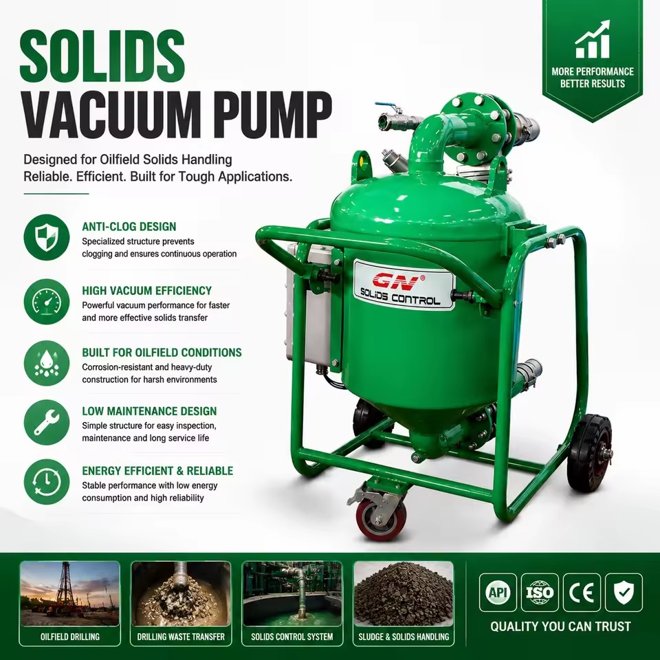 Solids Vacuum Pump for Oilfield Drilling Mud Transfer Solid Control System Slurry Waste Suction Equipment