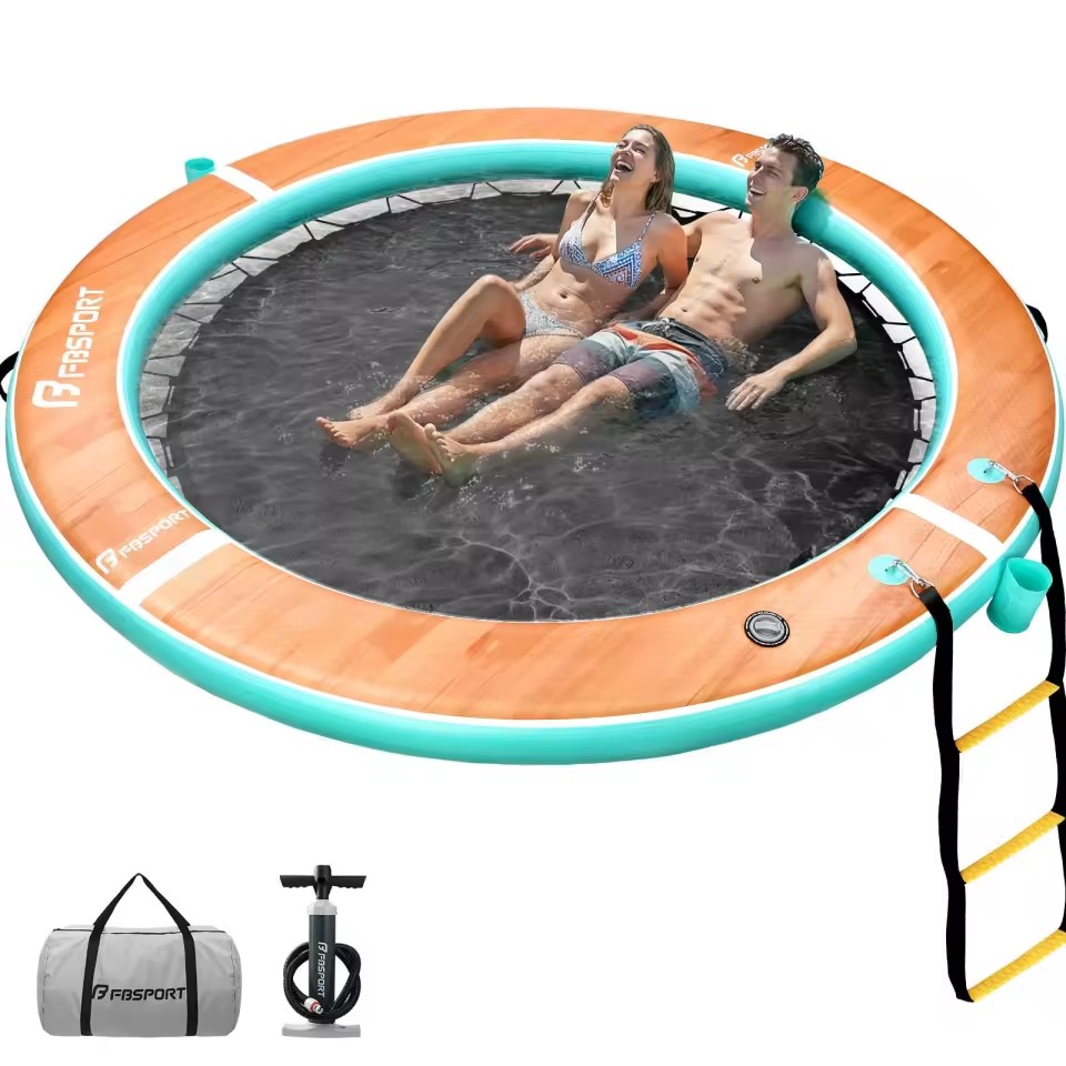 Inflatable Water Hammock Floating Dock with Cup HoldersTanning Lounger for Parent Kids Pool Lake Beach Leisure