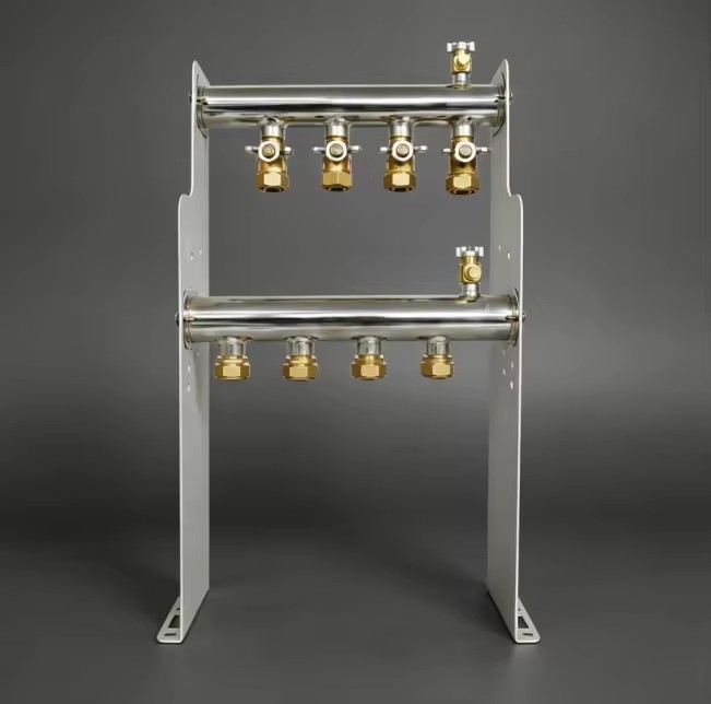 4 Port Stainless Steel Hot Water Manifold GHNOR-4p Radiant Floor Hydronic Underfloor Heating Distribution System