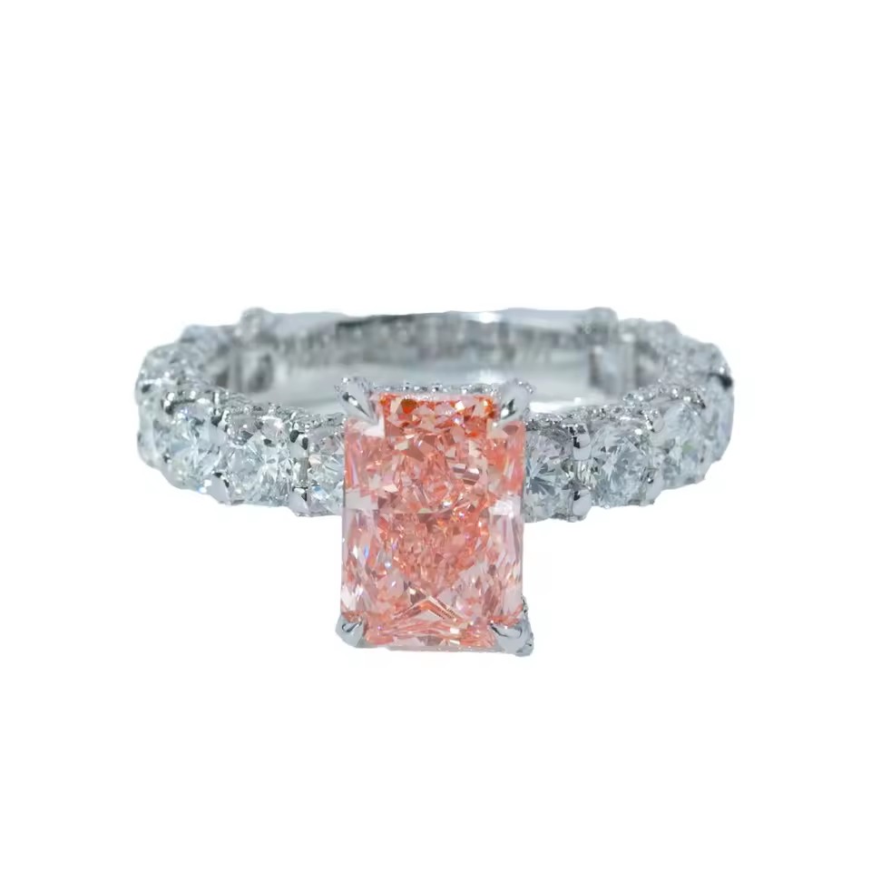 Fine Jewelry IGI Certified 4CT VVS Natural Lab Grown Diamond 18K Gold Plated Radiant Cut White Gold 925 Silver Engagement Ring