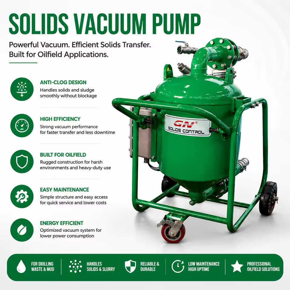 Solids Vacuum Pump for Oilfield Drilling Waste Transfer and Solids Handling System Manufacturer