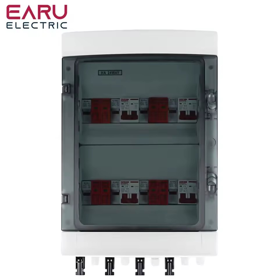 EARU DC 1000V 4 Input 4 Output Solar Panel Combiner Box Photovoltaic PV Combiner Box Surge Protection DC Fuse MCB SPD Waterproof