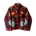 Handmade Suzani Embroidered Jacket Bohemian Floral Cotton Velvet Coat Traditional Central Asian Ethnic Outerwear Wholesale