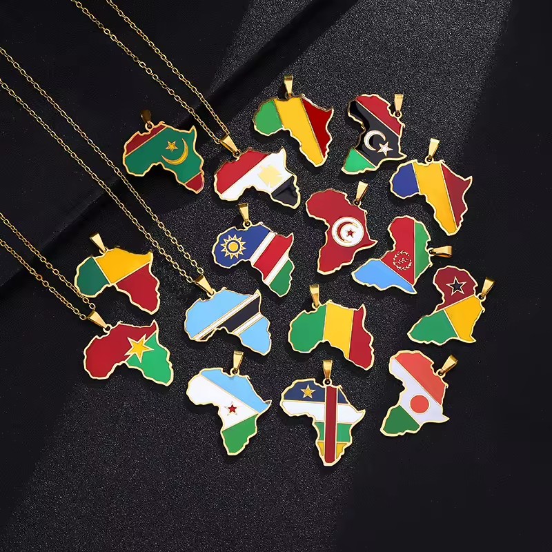 New Africa Hot Selling Europe and America Stainless Steel Bamboo Chain Vintage Oil Drops Necklace Jewelry