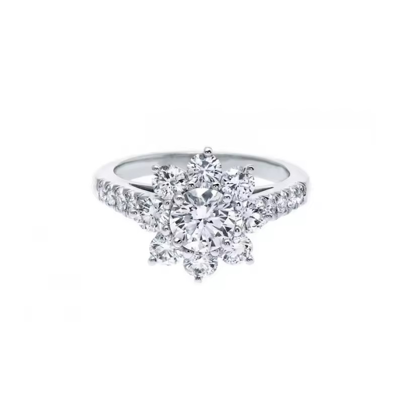 Luxury 18k Gold Lab Grown Diamond Engagement Ring with Round Brilliant Cut Side Stone 0.8ct NGTC Certified for Women Wedding