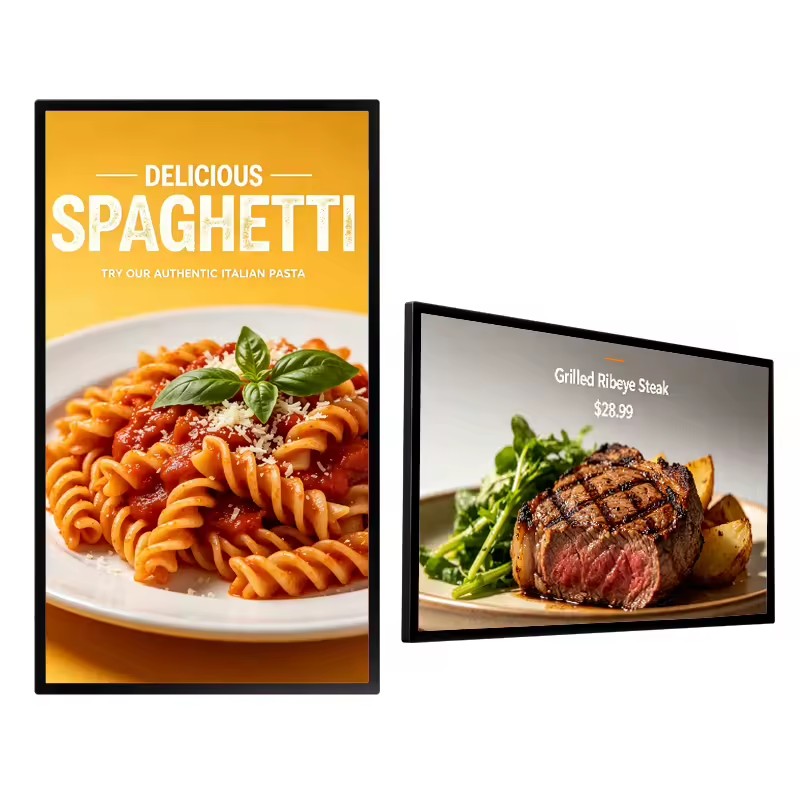 21.5-98 Inch Wall Mount Digital Menu Board for Restaurants Stores Advertising Screen Android 4GB + 32GB LCD Advertising Screen