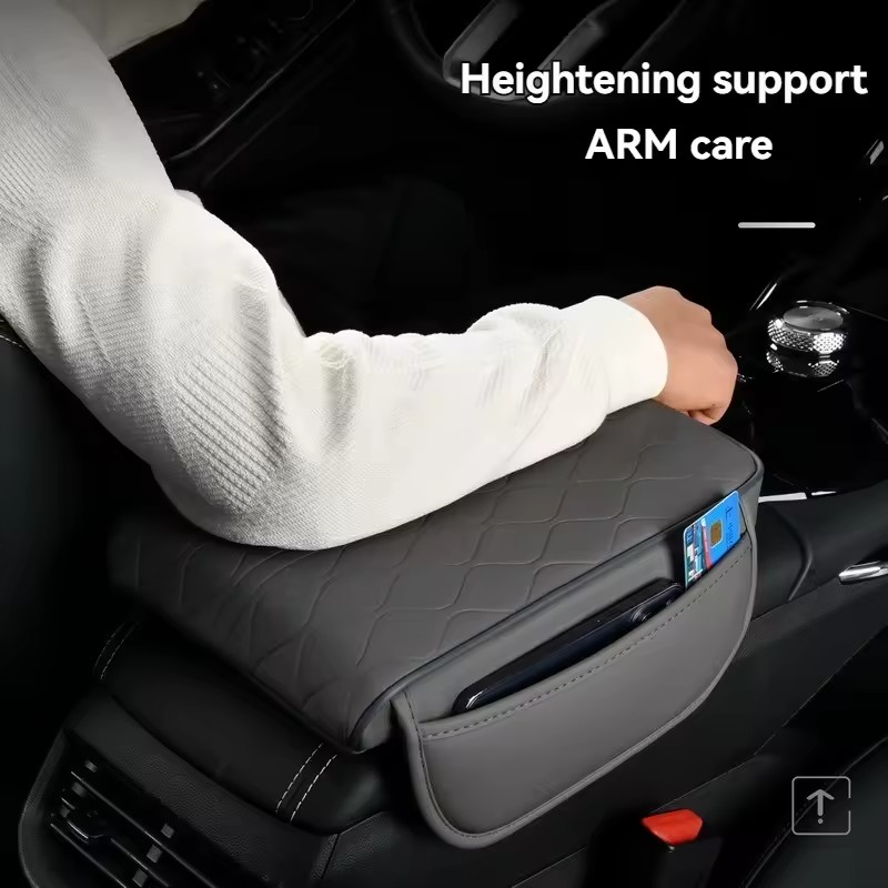 New Universal Front Car Central Armrest Box Pad RF Brand Leather Storage Protective Cover
