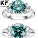 925 Silver Blue Green Moissanite Engagement Ring Women VVS D-color Certified Anniversary Wedding Cluster