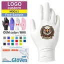 AQL1.5 Exclusive Logo Printed White Nitrile Gloves MedSpa Aesthetics Esthetician Guantes De Nitrilo Pure Nitrile Powder Free