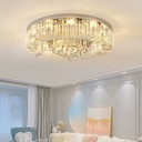 2026 New Modern Luxury Crystal LED Iron Base AC Flush Mount Ceiling Light Round Chandelier for Living Room Bedroom Dining Room
