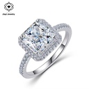 S925 Sterling Silver Ring Crushed Ice Zircon Center with Halo Setting & Pavé Band Dazzling Timeless Elegance