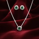 Twisted Loop Oval CZ Jewelry Set Pendant Necklace & Stud Earrings Gold Plated Brass for Women Party Wear Romantic Jewelry Gift