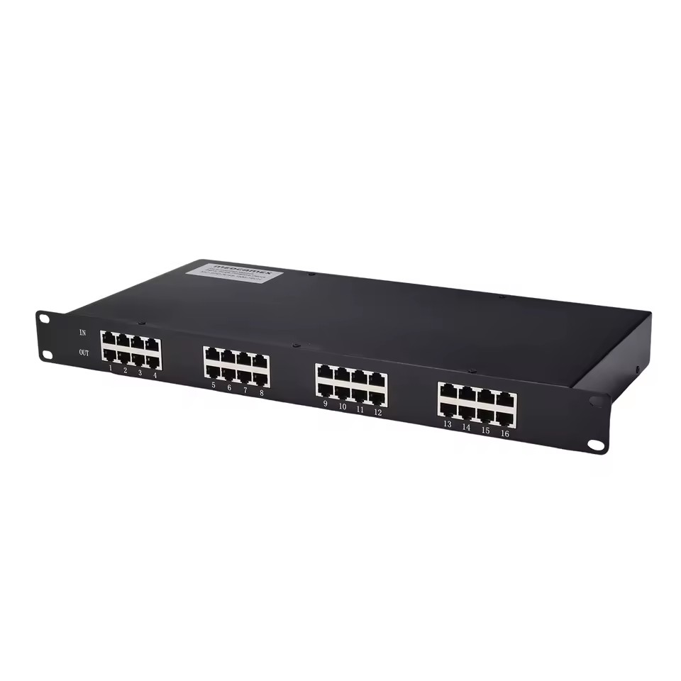 16 Port 1000Mbps RJ45 Surge Protector 20KA SPD 19inch Rack Mount for Solar Systems Industrial Use Lightning Protection