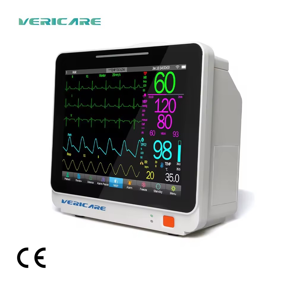 Advanced Vericare Veterinary Vital Sign Monitor JM-12 with Large Touch Screen ECG(3/5 Lead) PR SPO2 NIBP TEMP RR HR IBP EtCO2