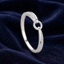 Hot Wholesale S925 Sterling Silver Linked Hoop Ring CZ Center Loop Polished Promise Wedding Anniversary Jewelry