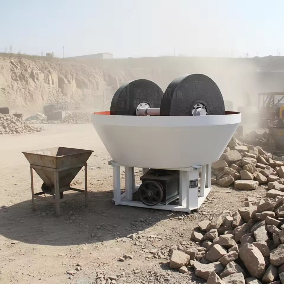 Double Wheel Gold Ore Crusher Gold Silver Ore Mining Grinder Large Wet Pan Mill with Bearing Mineral Processing Low-priced