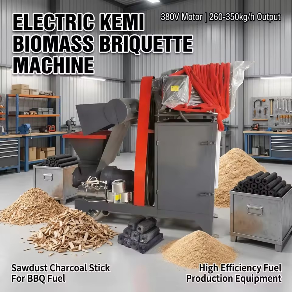 Electric Wood Sawdust Biomass Briquette Machine Charcoal Stick Making 380V 260-350kg/h for BBQ Fuel Production