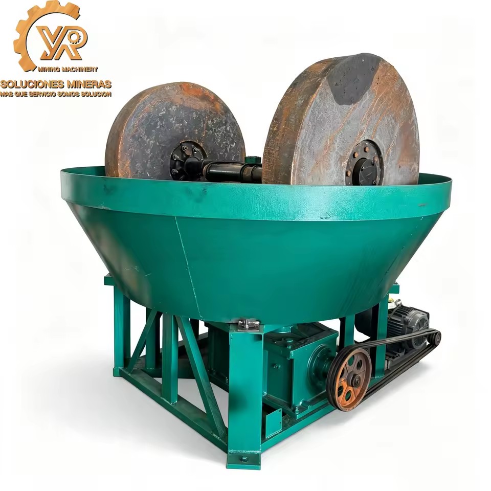 Factory Direct One Point Five Ton Total Weight Energy Saving Rock Ore Grinding Wet Pan Mill for Gold Mining Ore Processing