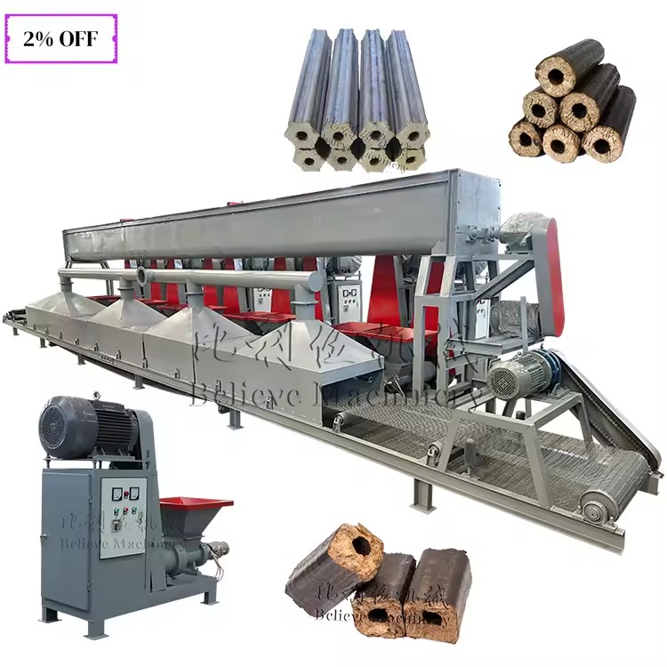 Fire Starter Wax Biomass Wood Hollow Briquette Machine for Sale Sawdust Extrude Machine With Distributor