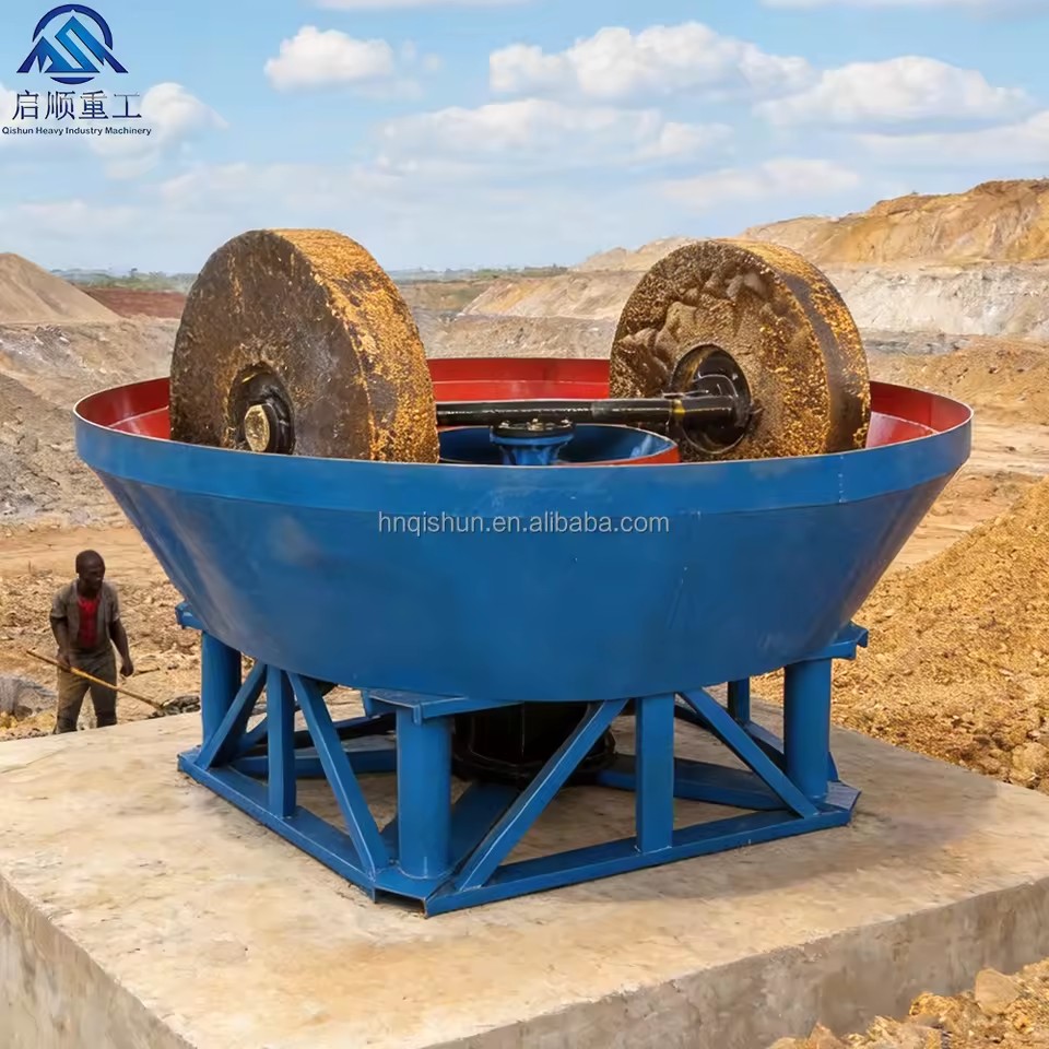 High Recovery Automatic Mercury Gold Ore Grinding Machine Electric Rolling Mill 1100 Wet Pan Mill for Gold Milling