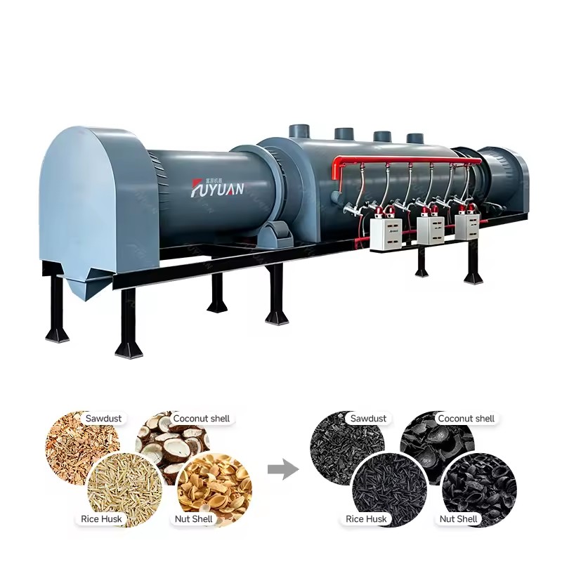Charcoal Making Machine Wood Biomass Briquette Machines Wood Waste Sawdust Rice Husk Continuous Charcoal Carbonization Furnace
