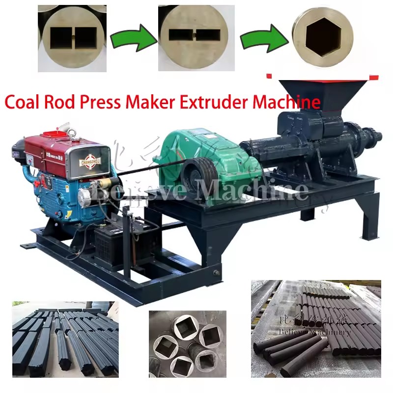 Coal Dust and Rod Press Extruder Briquette Machine Charcoal Industrial Coal Powder Rod Press Machine Home Use BBQ Charcoal Maker