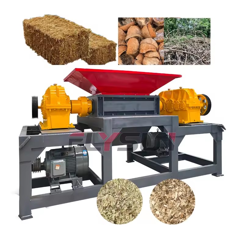 Double Shaft Automatic Bearing Shredder High Alloy Steel Blades Engine Motor Gearbox Multifunctional Seaweed Animal Feed Leaf