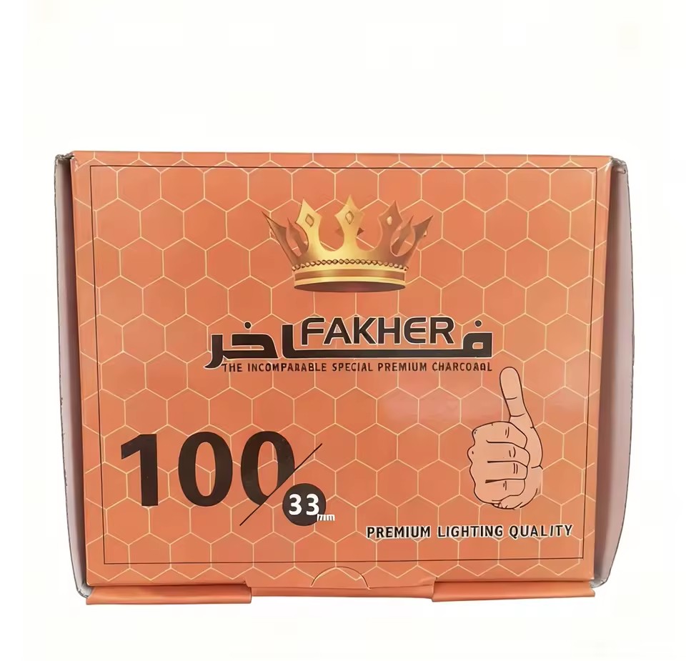 33mm Al Fakhher Premium Quick Light Eco-friendly Coconut Shell Briquette Shisha Charcoal Long-Lasting Low Ash Incense Chicha
