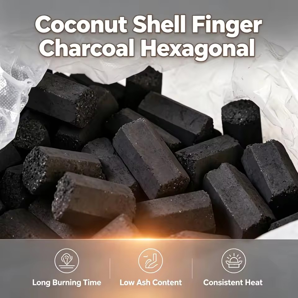 Wholesale Long Burning Coconut Shell Shisha Charcoal Hexagonal Charcoal Briquettes Middle East Finger Hookah Charcoal