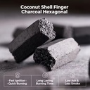 Premium Hexagonal Finger Shisha Charcoal Briquette Natural Coconut Shell Smokeless Low Ash Hookah Charcoal for Nargile