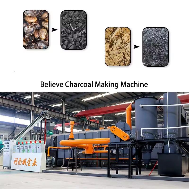 Coconut Rice Husk Pinecone Complete Agri Waste Charcoal Machine Biochar Production Carbon Wood Oven