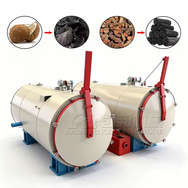 High Efficiency Low Price Smokeless Charcoal Kiln Rice Husk Charcoal Making Machine Carbonization Furnace With Blower