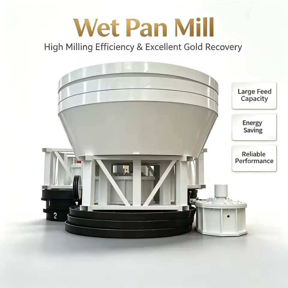 Wet Pan Mill for Gold Mining Gold Ore Grinding Machine 1100 Model with Efficient Milling Performance