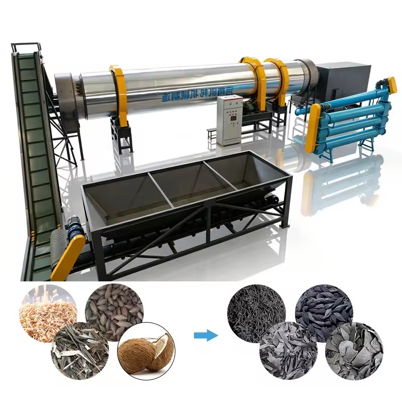 High Output 300kg/h Charcoal Briquette Making Machine Wood Coal Carbonization Furnace Coconut Shell Carbonization Stove