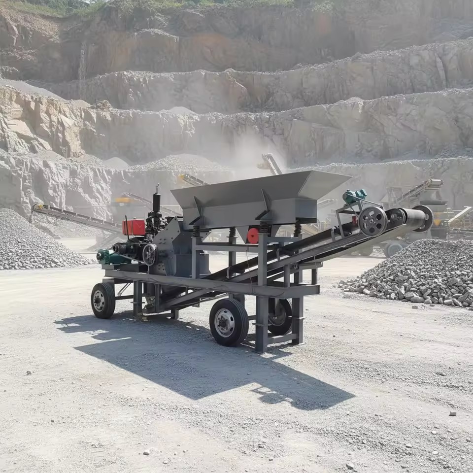 Portable Electric Hammer Mill Crusher with Vibrating Feeder