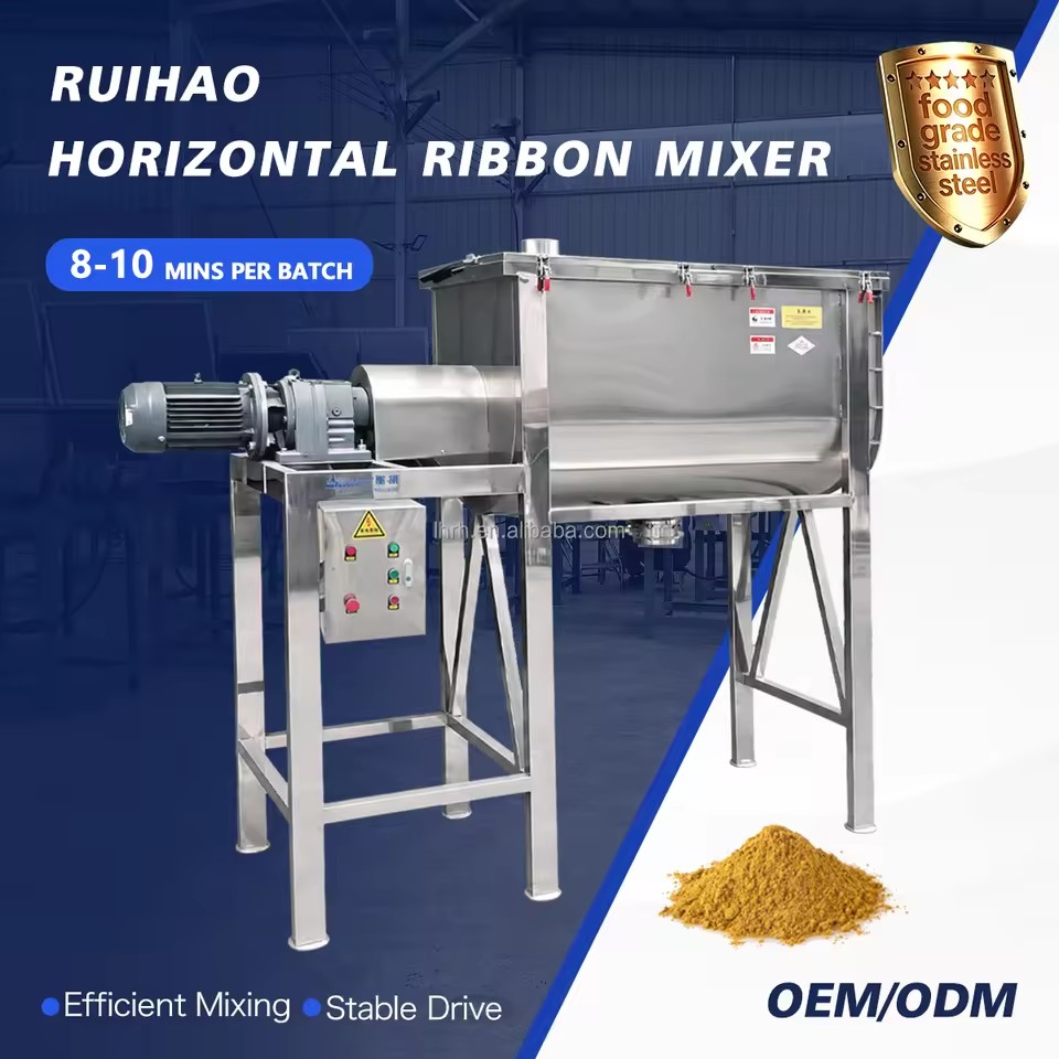 100kg 500kg 1000kg Industrial Ribbon Mixer for Charcoal Briquette Powder Binder Dry Blending Machine Horizontal Mixer
