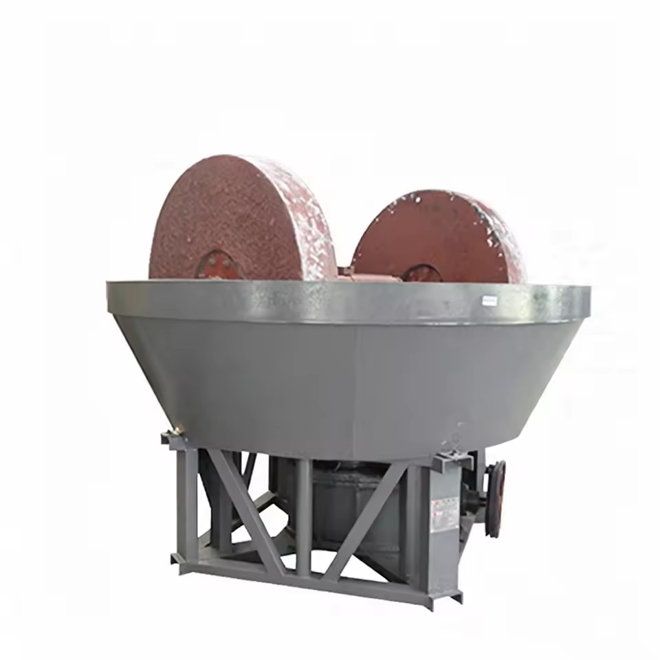 Standard Wet Pan Mill 1200 Adjustable Grinding Fineness Double Wheel Bearing Motor Gear Gold Ore Milling Equipment for Mine