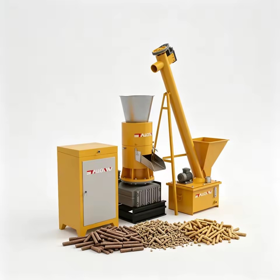 High Capacity 250-350kg/h Biomass Wood Pellet Mill Flat Die 22Kw Motor Briquette Granulator Machine
