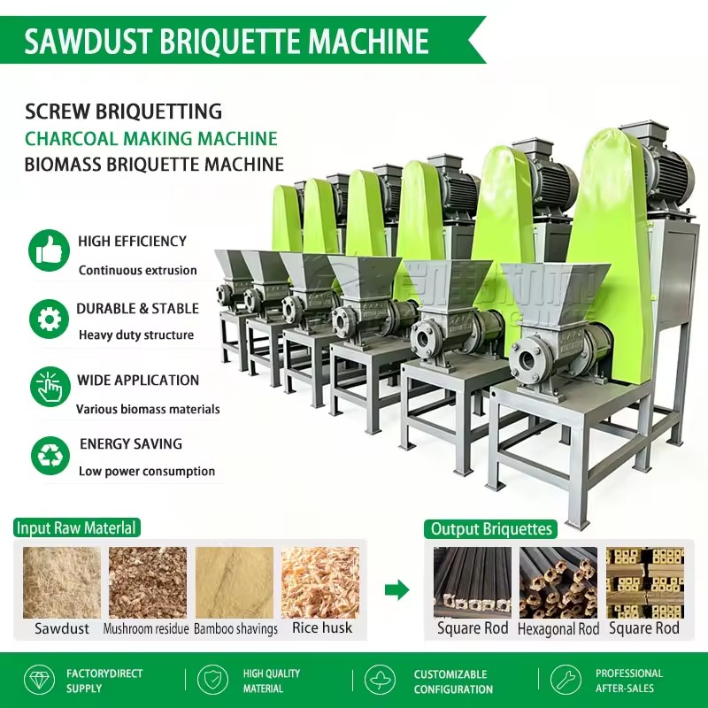 Biomass Wood Sawdust Bbq Coal Carbon Powder Screw Extruder Olive Wastes Salt Gypsum Bricket Making Machine at a Low Price