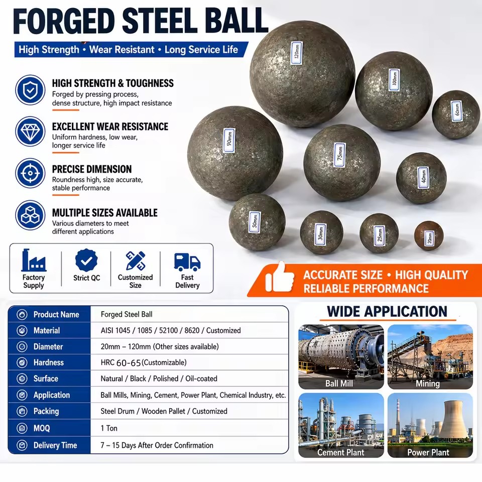 Ball Mill Forged Grinding Steel Balls High Quality Grinding Media for Mining Cement and Chemical Industry