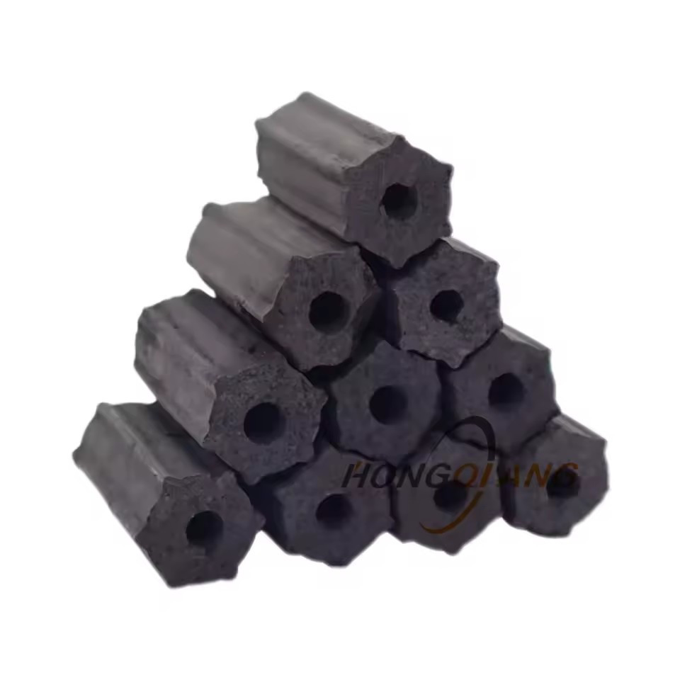 Compressed BBQ Black Charcoal Barbecue Carbon Long Burning Time Coal Sawdust Briquettes Hexagonal Shape Low Ash