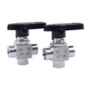 YFP-2B Female Three Way 1/8" 1/4" 3/8" NPT/BSP 3 Way Female Thread Pneumatic Valve Stainless Steel Valve Female Tee Ball Valve