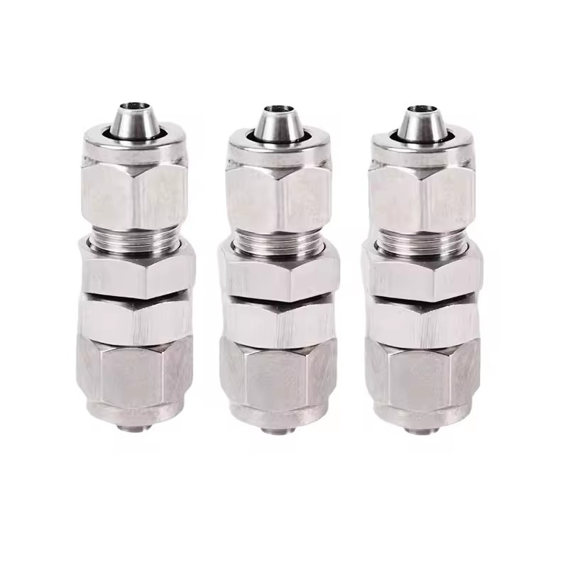 304 Stainless Steel Straight Air Hose Fitting Quick Twist PU Butt Board Connector Pneumatic Bulkhead Fittings Pipe fittings bulk