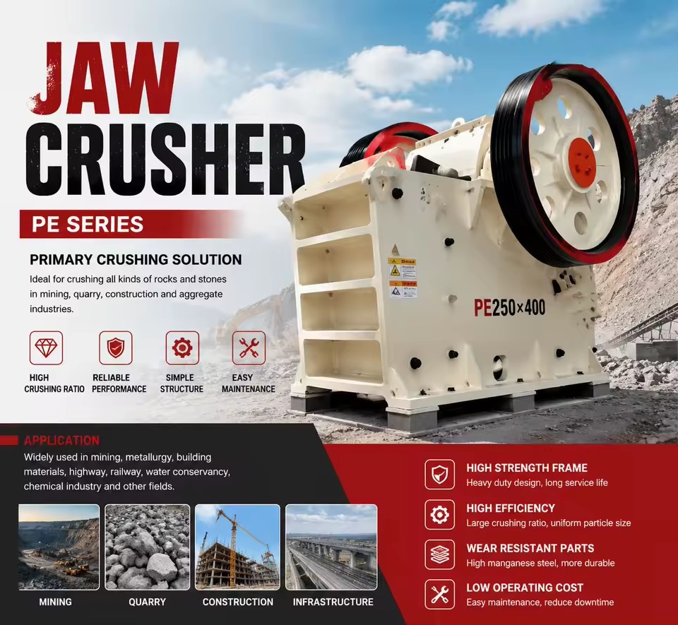 Heavy Duty Mining Jaw Crusher Machine for Gold Ore Rock Stone Crushing Plant with High Crushing Efficiency Wear Resistant Parts