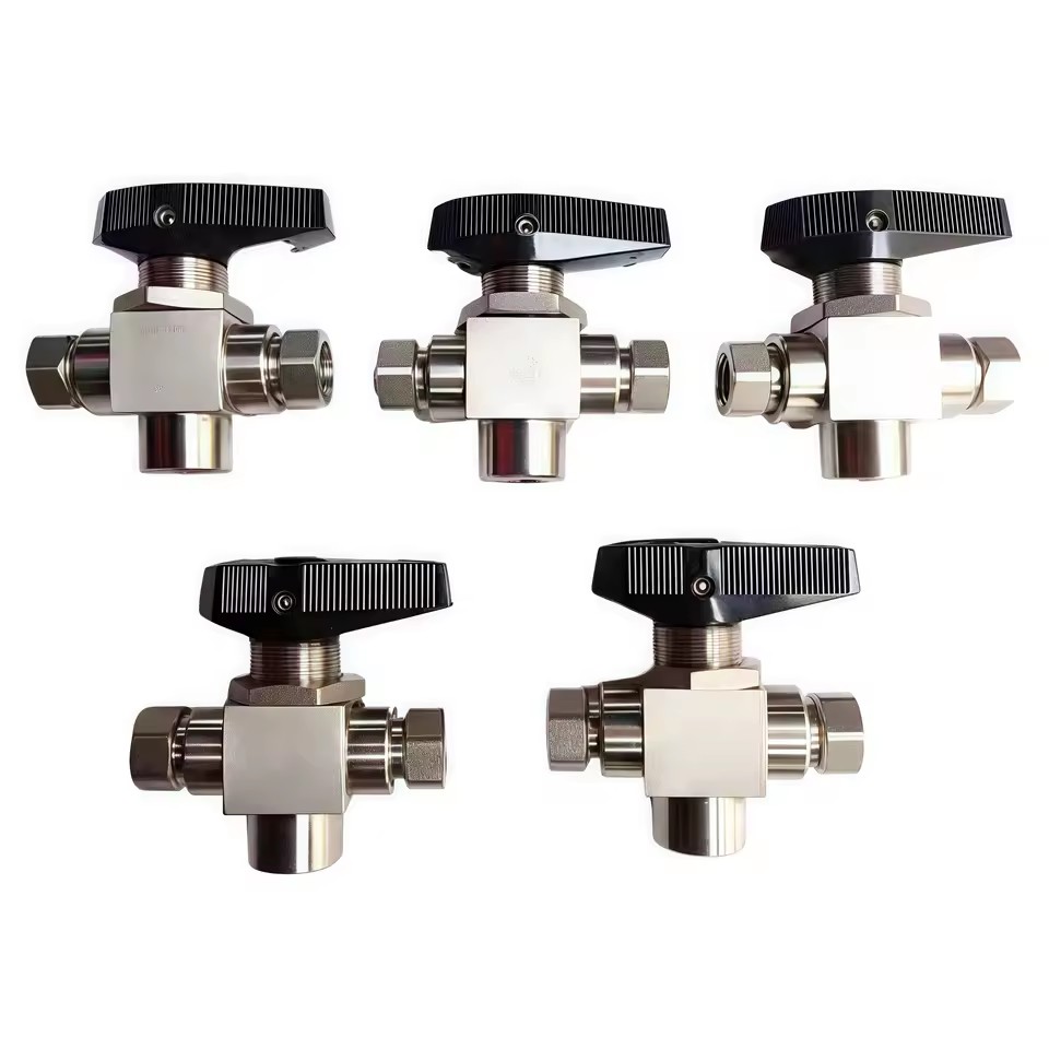 Stainless Steel Two Position Three-way Gun Ball Valve for CNG High Pressure Ball Valve GAS Media 1/4'' NPT Trunnion Ball Valve