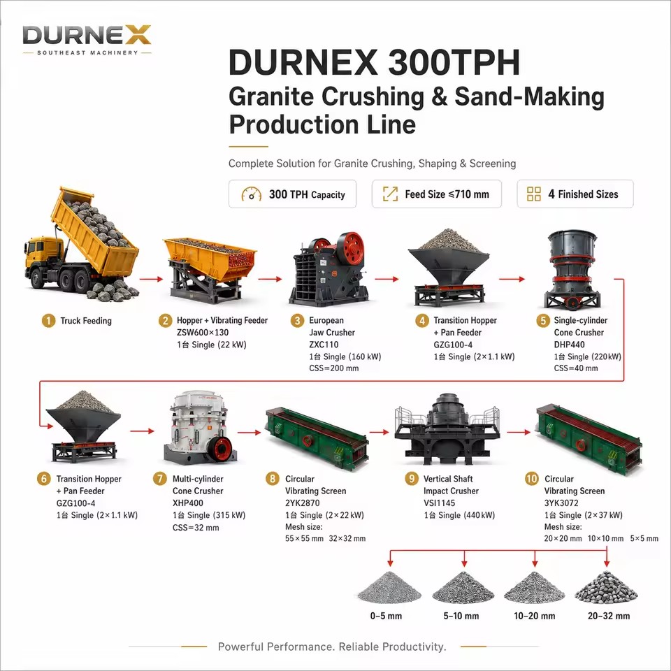 DURNEX 300TPH Granite Crushing & Sand-Making Line | Complete Aggregate Production Solution