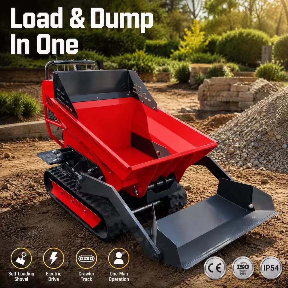 Electric Tracked Machine Scissors Lift 500kg 800kg Self Loading Compact Battery Powered Mining Construction Crawler Dumper Truck