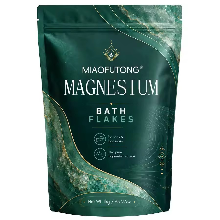 Natural Magnesium Bath Flakes Body Foot Soak 200g 500g 1000g Ultra Pure Ancient Mineral Relaxing Bath Experience OEM Label