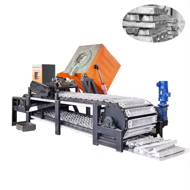 LYJD Manufacturer of Zinc Aluminium Scrap Recycling Machine Aluminum Ingot with the Metal Casting Conveyor 10KG 15KG Ingot Mold